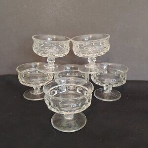 Tiffin Franciscan Kings Crown Clear Dessert/Sherbet/Champagne, Vintage set of 6